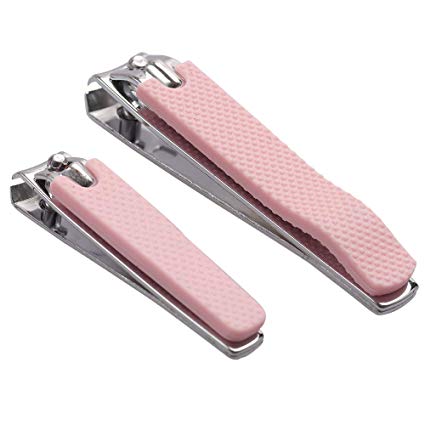 Rocutus 2pcs/set Portable Nail Scissors Adult Pedicure Nail Clippers Household Small Scissors Foot Manicure Scissors Manicure Tools (pink)