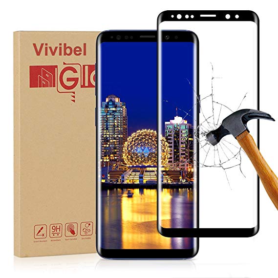 Samsung Galaxy S9 Screen Protector, Vivibel Premium Tempered Glass Screen Protector 3D Curved Full Coverage HD Ultra Clear 9H Hardness Anti-Scratch Anti-Bubble Samsung Galaxy S9 (5.8"), Black