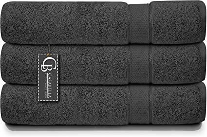 Casabella Pack of 3 Super Jumbo Extra Large Bath Sheet Towels100% Cotton 90cm x 180cm_Grey