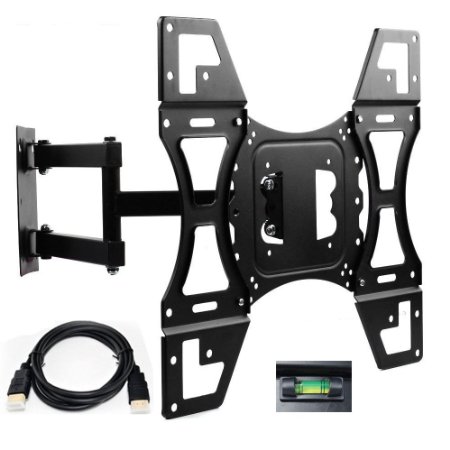 TV Wall Mount, Tecinx TV Wall Mount Bracket with Full Motion Articulating 19-Inch Arm for 26 - 55 Inch LED LCD & Plasma Flat Panel TVs VESA 400x400 mm Load Capacity 100lbs with 6 Feet HDMI Cable