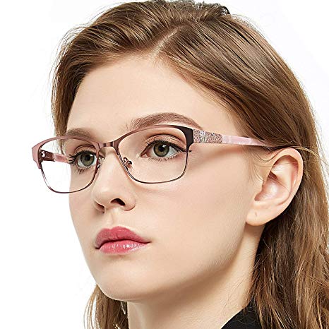 OCCI CHIARI Women Shining Rectangular Metal Optical Eyewear Frame With Clear Lenses