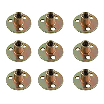 QWORK 3/8"-16 Iron Plate Nut, 12-Piece Set T-nut with Round Base Carbon Steel T-Nuts