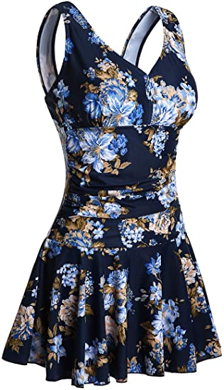 MiYang Women's Plus-Size Flower Printing Shaping Body One Piece Swim Dresses Swimsuit