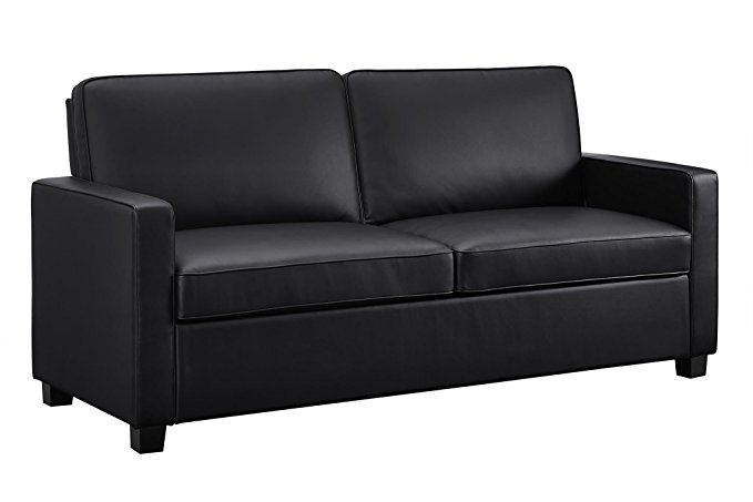 Signature Sleep Casey Faux Leather Queen Size Sleeper Sofa with CertiPUR-US certified Memory Foam Mattress. Available in Multiple Sizes