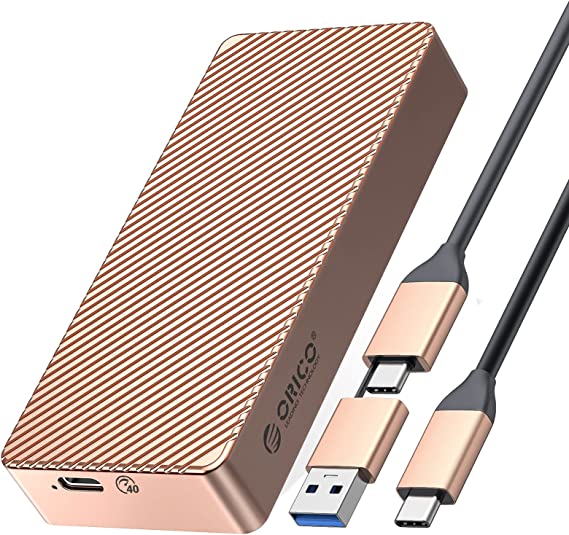 ORICO NVMe SSD Enclosure 40Gbps M.2 to USB-C Adapter for NVMe M-Key 4TB SSD 2280, Aluminum M2 External SSD Case, Compatible with Thunderbolt 3/4 USB3.2/3.1/3.0/Type C -M214-Golden