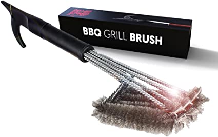 Best Grill Brush 4-In-1 Head Design | 18" Grill Cleaner Scraper Tool | Lifetime Replacement | Steel Bristles, Won't Scratch Grate | Perfect BBQ Tools Gift For Men, BBQ Grill Accessory | USA Designed