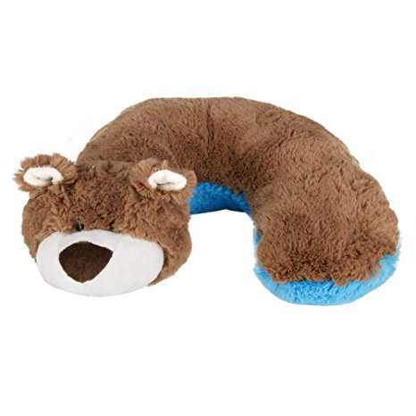Animal Planet Kid's Neck Support Pillow, Bear, Brown, Blue, Toddler Car Seat Pillow, Baby Head Support, Child Travel