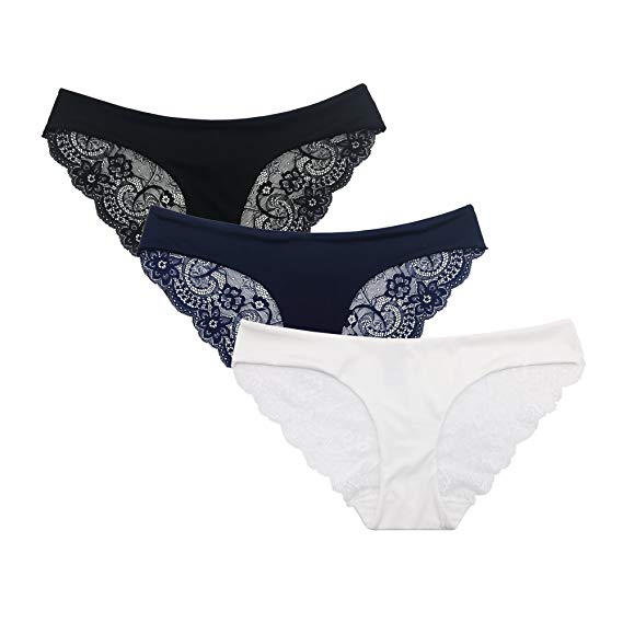 SHEKINI Women Panties Bikini Pack Brazilian High Cut Lace Hipsters Underwear