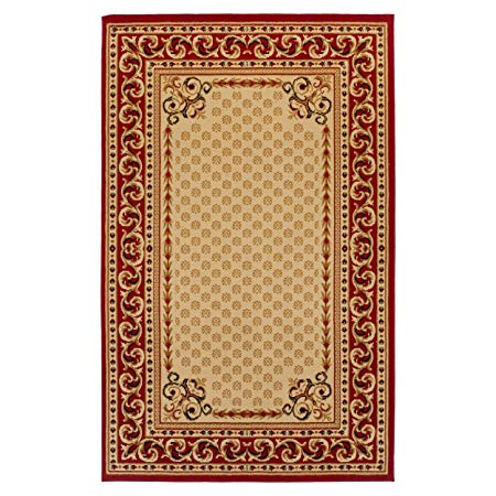 Superior Longfield Collection 5' x 8' Area Rug, Attractive Rug with Jute Backing, Durable and Beautiful Woven Structure, Oriental Rug Design with Detailed Border - Ivory