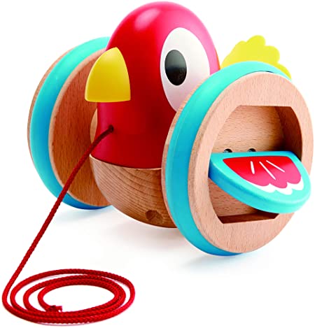 Hape Baby Bird Pull-Along | Wooden Wobbling & Flapping Pull Toddler Toy, Bright Colors