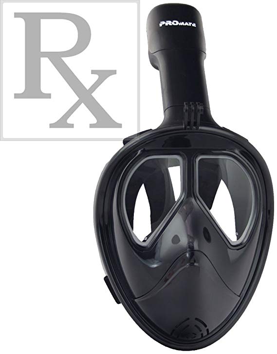 Full Face Snorkel Mask with Nearsighted Prescription Lens Water Sports Camera Mount