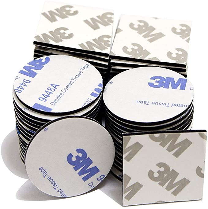 HAPPY FINDING Double Sided Sticky Pads 60 PCS Self-Adhesive Foam Pads Strong Mounting Pads, Round and Square - Black