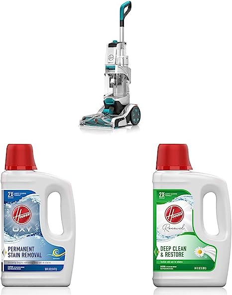 Hoover Smartwash Automatic Carpet Cleaner, FH52000, Turquoise & Hoover Oxy Deep Cleaning Carpet Shampoo, 50oz Formula, AH30950, White & Hoover Renewal Deep Cleaning Carpet Shampoo, 64oz Formula