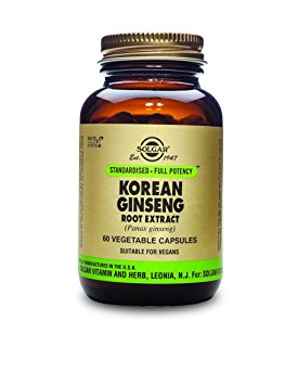 Solgar Standardized Full Potency Korean Ginseng Root Extract Vegetable Capsules, 60 Count