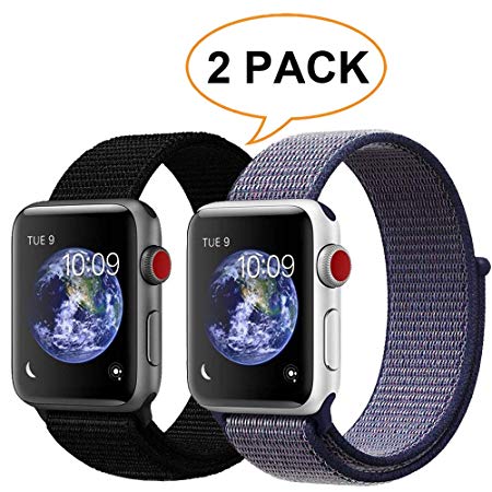 R-fun Bands Compatible with Apple Watch Band 44mm 42mm for Women and Men, Breathable Nylon Sport Loop Wristband for iWatch Series 4 Series 3 Series 2 Series 1