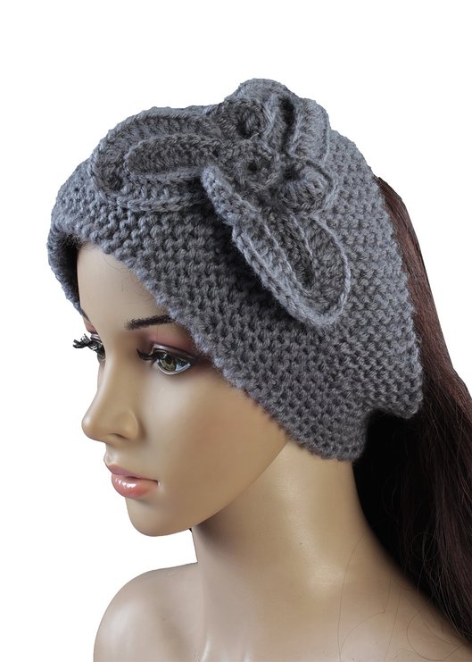 Style Headwear Head Wraps Solid Color Crochet Knit Flower Elastic Headbands for Women