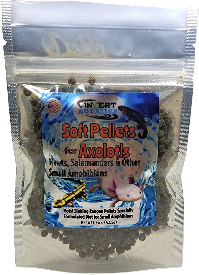 Invert Aquatics Soft Pellets for Axolotls - Moist Sinking Diet for Axolotl, Newts, Salamanders & Other Small Amphibians