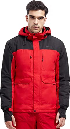 FREE SOLDIER Men's Waterproof Ski Jacket Fleece Lined Warm Winter Snow Coat with Hood Fully Taped Seams