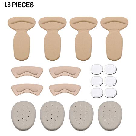 High Heel Inserts Universal Pack SmartUlife 18 PCS Soft High Heel Cushion Pads for Blisters Prevention Pain Relief-Ball of Foot Insoles and Back of Heel Cushion Heel Grips for Women Shoes Too Big