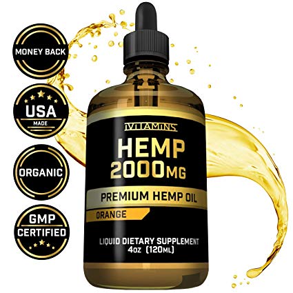 iVitamins Hemp Seed Oil Drops - 2,000mg 4 fl oz - May Help with Pain, Anxiety, Sleep, Mood, Depression, Headaches and More - Hemp Extract - Hemp Oil - Rich in Omega 3,6,9 - Premium Hemp Oil