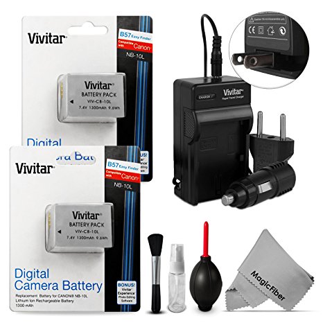 Vivitar NB-10L Battery and Charger Kit for Canon PowerShot Digital Cameras
