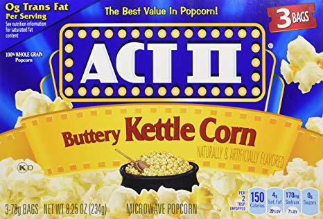 Act II Buttery Kettle Corn Microwave Popcorn 4 Boxes of 3 (12 Bags Total)