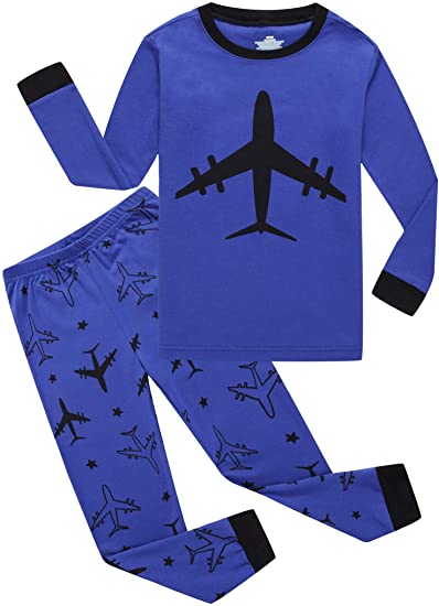 KikizYe Little Big Boys Long Sleeve Pajama Sets 100% Cotton Pjs