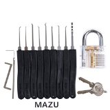 MAZU 11-Piece Unlocking Lock Pick Set Key Extractor Tool  Transparent Practice Padlocks