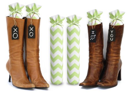 My Boot Trees, Boot Shaper Stands for Closet Organization. Many Patterns to Choose From. 1 Pair. (Lime Green Chevron - Solid Ribbon)