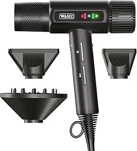 Wahl Vanquish Dryer, Lightweight, LED Display, Quiet, Professional 3 Attachments, Powerful, Cool Drying, 3 Speed-Settings, Auto-Clean, Even Drying, Quick Dry