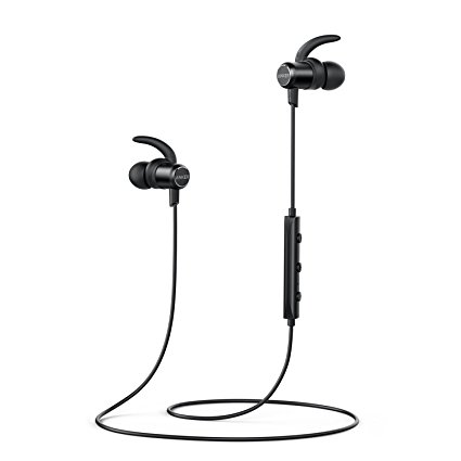 Wireless headphones, Anker Bluetooth headphones, Slim Lightweight Wireless Soundbuds with Magnetic Connection, IPX4 Water Resistant Sport Headset with Mic, works with iPhone, iPad, Samsung, Nexus, HTC and More