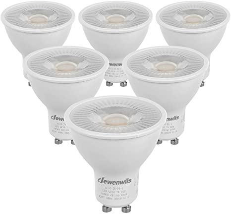 DEWENWILS 6-Pack GU10 LED Dimmable Bulb, 500LM, 5000K Daylight Track Lighting Bulb, 7W(50W Halogen Equivalent) LED Bulbs, UL Listed