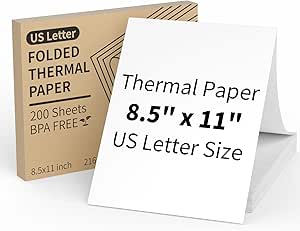 MFLABEL Thermal Printer Paper 8.5 x 11 Inch US Letter Size A4 Thermal Paper for Portable Printer Quick-Dry Folded Thermal Paper Compatible with Most Thermal Printers 200 Sheets