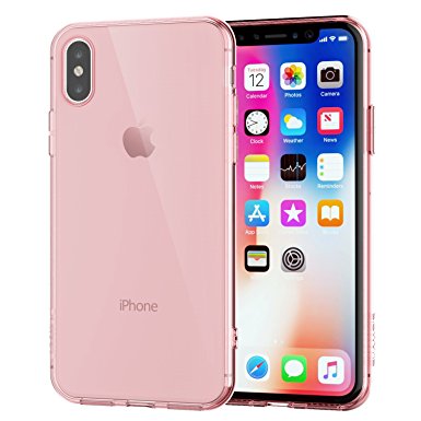 iPhone X Case, Shamo's Transparent iPhone 10 Case [Shock Absorption] Cover TPU Rubber Gel [Anti Scratch] Back Case, Front Screen Raised Lip Protection (Pink)