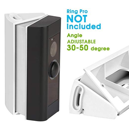 ADJUSTABLE (30 to 50 degree) Angle Mount for Ring Video Doorbell Pro(Doorbell SIZE: 4.57X1.87X0.79 inch), Angle Adjustment Adapter/Mounting Plate/Bracket/Wedge Kit(Doorbell NOT included, White)