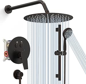 SR SUN RISE Shower Faucet Set - 10 Inch Rain Shower Head with Handheld Spray & Adjustable Slide Bar - Bathroom Shower System Wall Mounted (Valve and Trim Kit Included) - Oil Rubbed Bronze