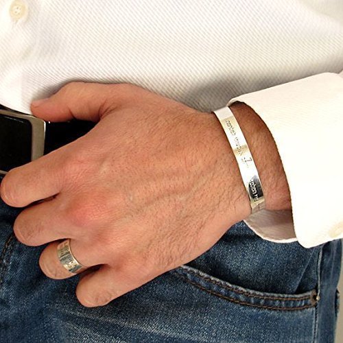 Custom Engraved Mens Bracelet - Sterling Silver Bangle Bracelet - Personalized Bracelet for Men - Gift for men - Message Jewelry Gift