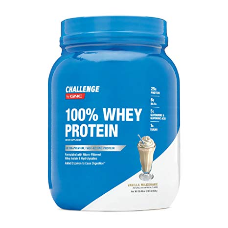 CHALLENGE By GNC 100% Whey Protein, Vanilla Milkshake, 2.07 Pound