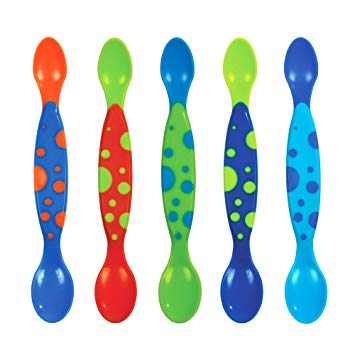 The First Years Two Scoop Infant Spoons, 5 Pack Blue