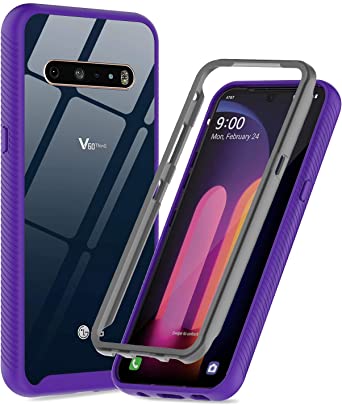 LeYi LG V60 ThinQ Case, LG V60 Case, Full-Body Protective Shockproof Bumper Anti-Scratch Rugged Hybrid Clear Phone Cases for LG V60 ThinQ/LG G9 ThinQ/LG V60 (2020), Purple