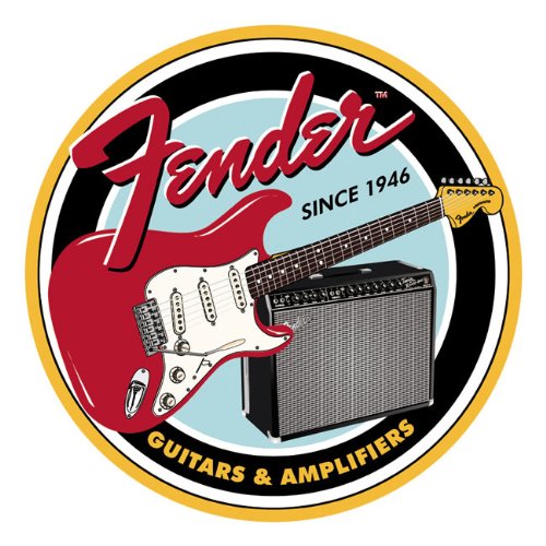 Fender Round Guitars & Amplifier Tin Sign