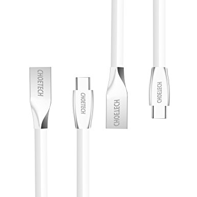 USB-C Cable, CHOETECH 2 Pack[4ft/1.2M] Premium TPE Jacket USB C to USB A Cable with 56k ohm Resistor for One Plus 3, LG G5, HTC 10 and Other Type-C Supported Devices(White)