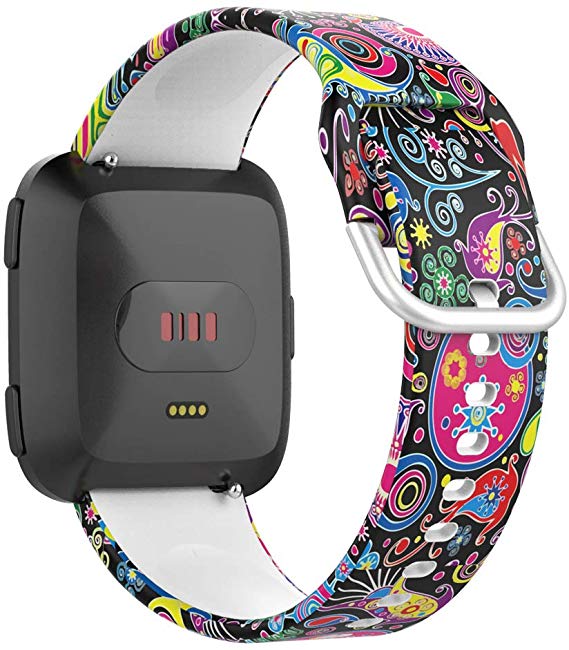 UMTELE Sport Bands Compatible with Fitbit Versa 2/Versa/Versa Lite, Soft Silicone Wristbands Fadeless Pattern Printed Replacement Floral Band Compatible for Men and Women