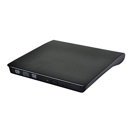 High Quality Ultra Slim USB 3.0 External DVD CD VCD RW Superdrive Burner for Macbook Pro, iMac, Windows & Linux OS System (Black)