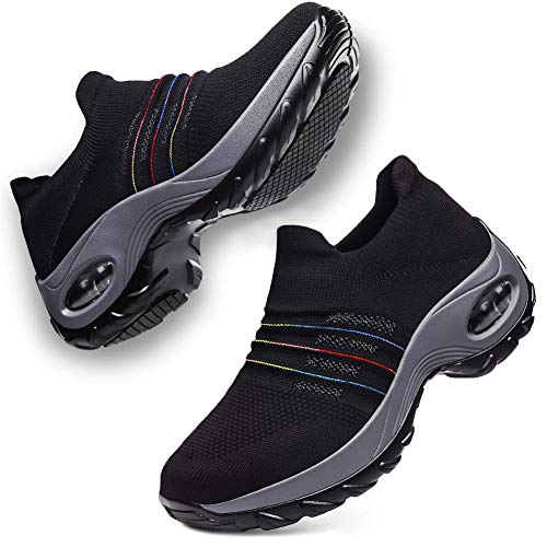 DierCosy Nursing Shoes for Women Black Slip Resistant Shoes Mesh Breathable Lightweight Comfortable Nurse Shoes