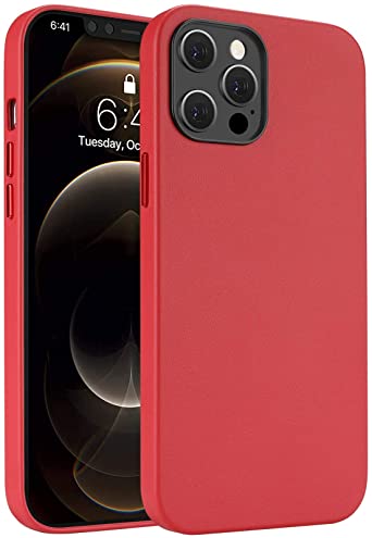 ProHT Compatible with iPhone 12 Pro Max Cases - Shockproof Protective Back Cover PU Leather Slim Lightweight Dedicate Texture Anti-Scratch 6.7 Inch Red