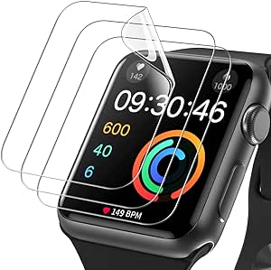 JETech Screen Protector for Apple Watch Series 3/2/1 42mm, Flexible TPU Film, Anti-Scratch HD Clear, 3-Pack