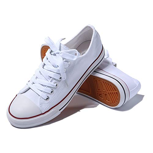 AOMAIS Womens Fashion PU Leather Sneakers Low Top Lace up Canvas Shoes