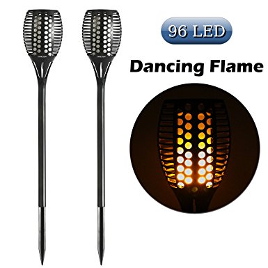 Cinoton Solar Path Torches Lights Dancing Flame Lighting 96 LED Dusk to Dawn Flickering Tiki Torches Outdoor Waterproof Billiard Pool Table Lights(2 Pack)