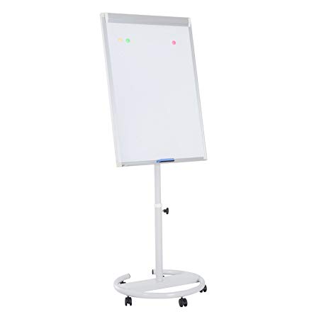 Vinsetto 28"x40" Magnetic Height Adjustable Rolling Tempered Glass Dry Erase Board With Wheels